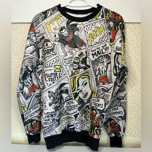 Comic Book Graphic unisex Sweater S/M Y2K computer virus